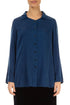 Flared Back Royal Blue Silk Shirt 1