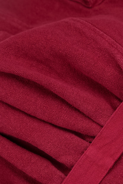 Veste Rouge rubis longue à patte de boutonnage en Lin épais
