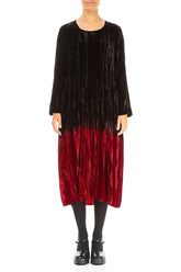 Cherry Red Silk Velvet Ombré Dress 1