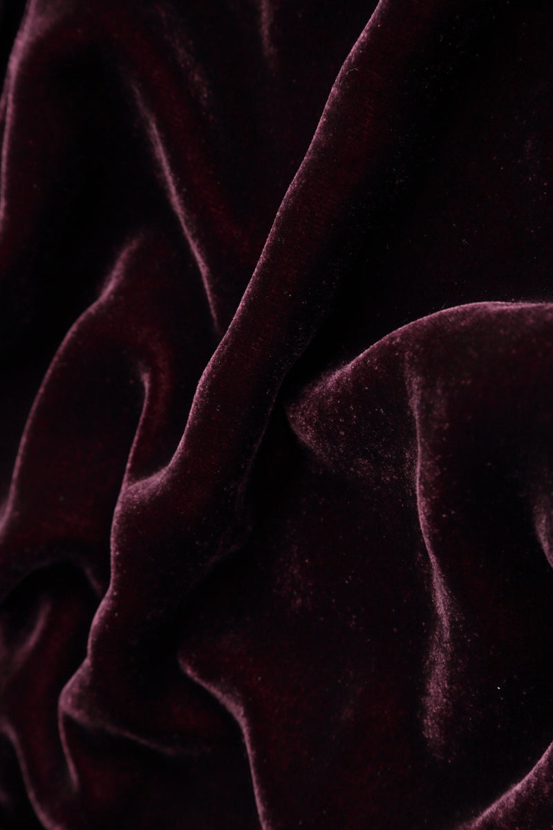 Flared Balloon Maroon Silk Velvet Dress