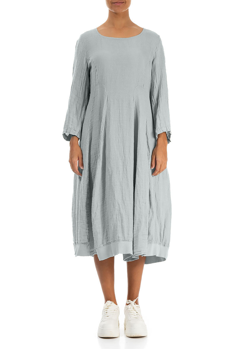 Flared Balloon Silver Grey Linen Dress