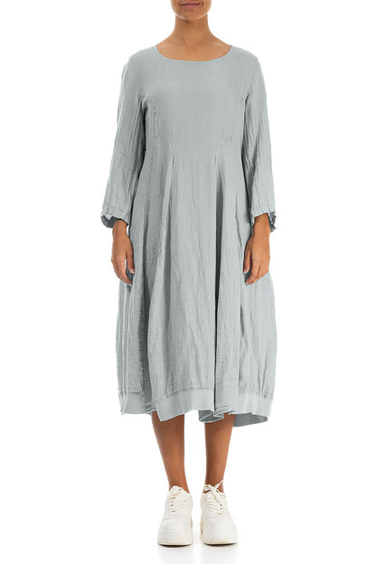 Flared Balloon Silver Grey Linen Dress
