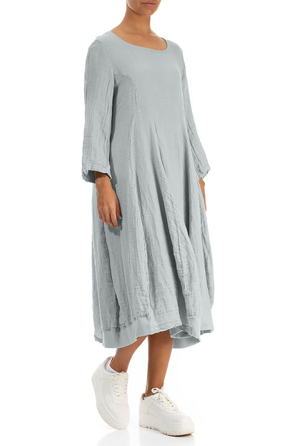 Flared Balloon Silver Grey Linen Dress