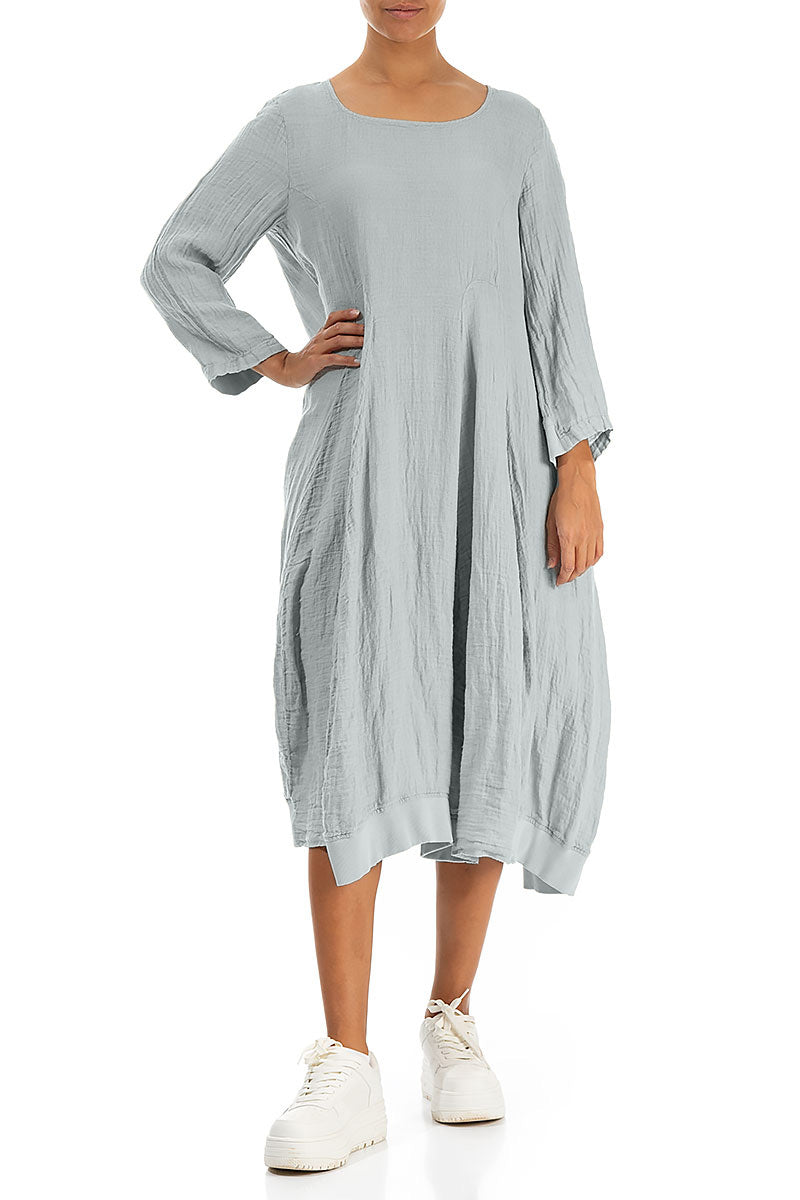 Flared Balloon Silver Grey Linen Dress