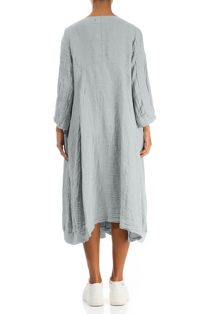 Flared Balloon Silver Grey Linen Dress