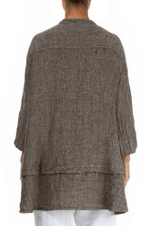 Flared Beige Mélange Linen Shirt 2