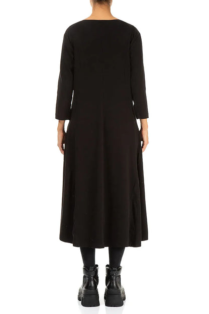 Flared Black Cotton Dress 2