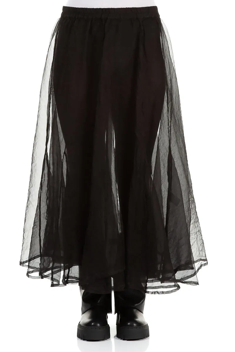 Flared Black Silk Chiffon Underskirt 1