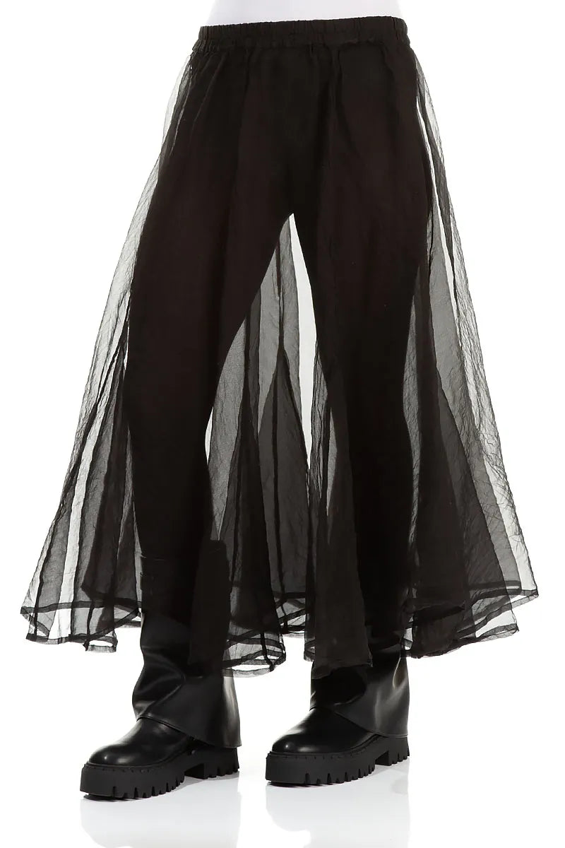 Flared Black Silk Chiffon Underskirt 3