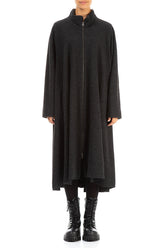Flared Dark Grey Wool Coat 1