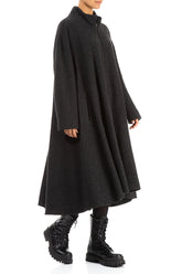 Flared Dark Grey Wool Coat 3