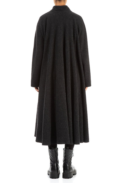 Flared Dark Grey Wool Coat 2