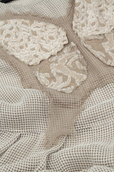 Flared Butterfly Beige Mesh Silk Dress 5