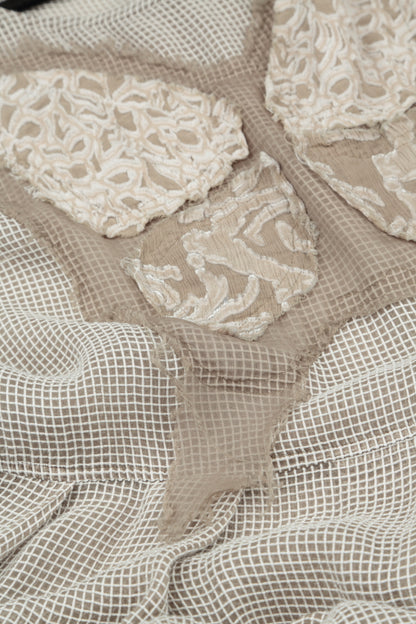 Flared Butterfly Beige Mesh Silk Dress 5