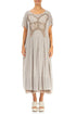 Flared Butterfly Beige Mesh Silk Dress 1