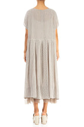 Flared Butterfly Beige Mesh Silk Dress 2