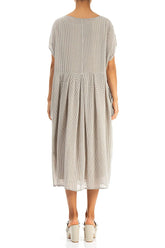 Flared Butterfly Beige Mesh Silk Dress 2