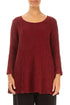 Flared Cherry Red Textured Linen Tunic 1