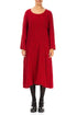 Flared Cherry Red Textured Silk Linen Dress 1