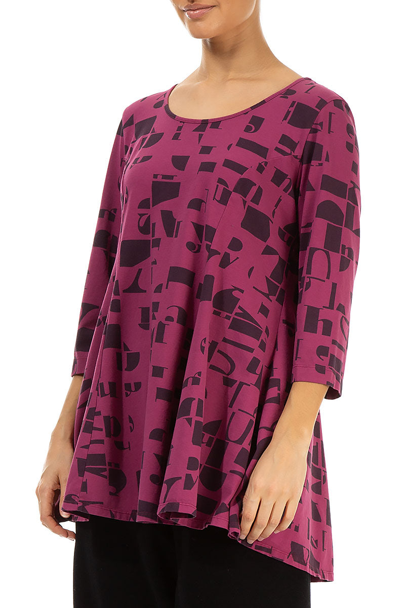 Flared Claret Letters Cotton Tunic