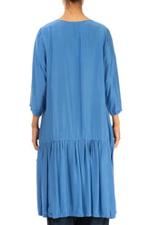 Flared Cobalt Blue Silk Bamboo Tunic 2