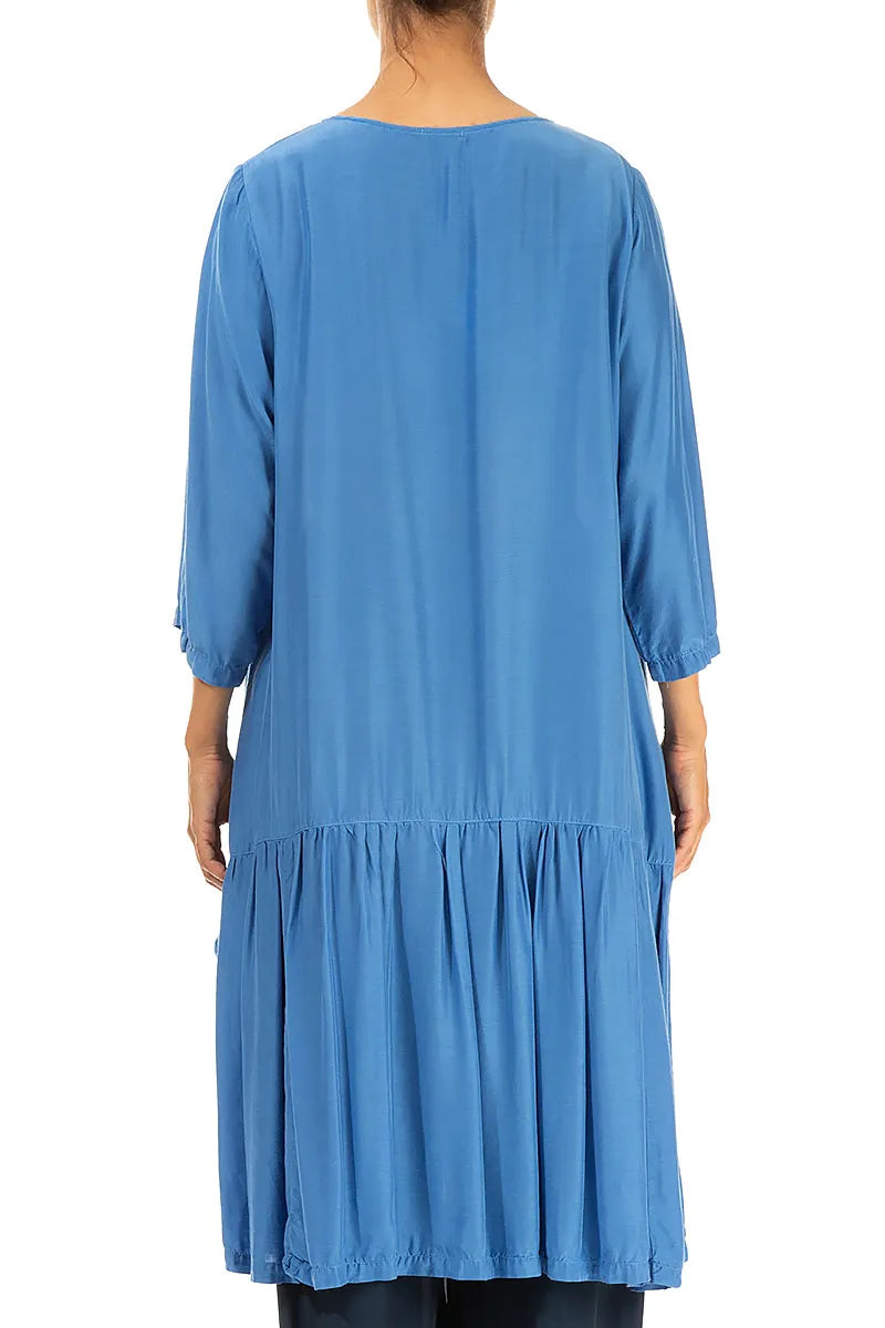 Flared Cobalt Blue Silk Bamboo Tunic 2