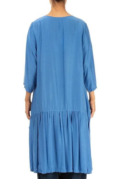 Flared Cobalt Blue Silk Bamboo Tunic 2