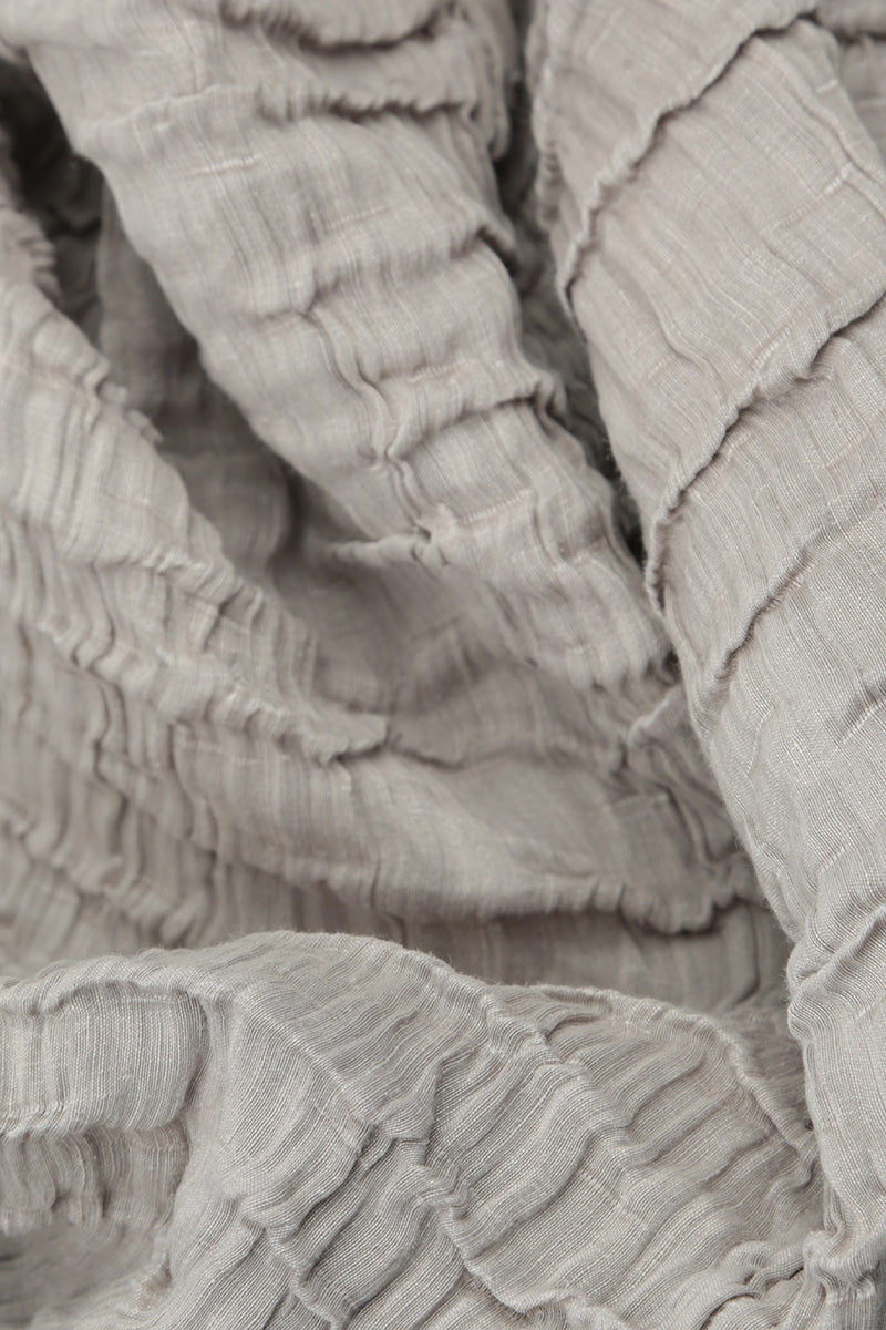 Flared Crinkled Beige Silk Shirt 5