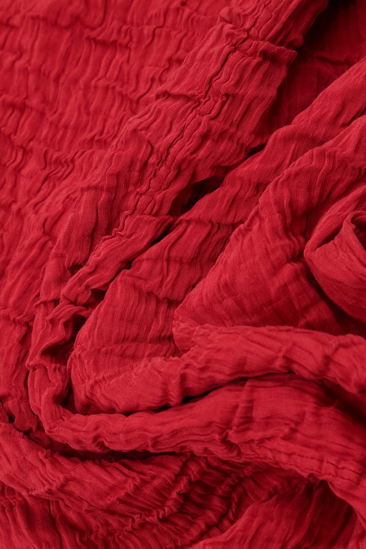 Flared Crinkled Cherry Red Silk Linen Jacket 5