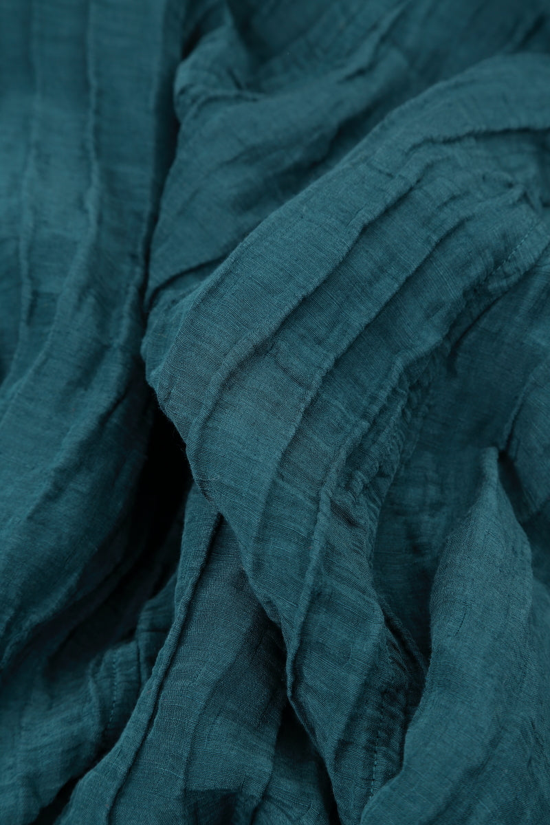 Flared Crinkled Dark Teal Silk Jacket