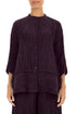 Flared Crinkled Deep Plum Silk Linen Shirt 1