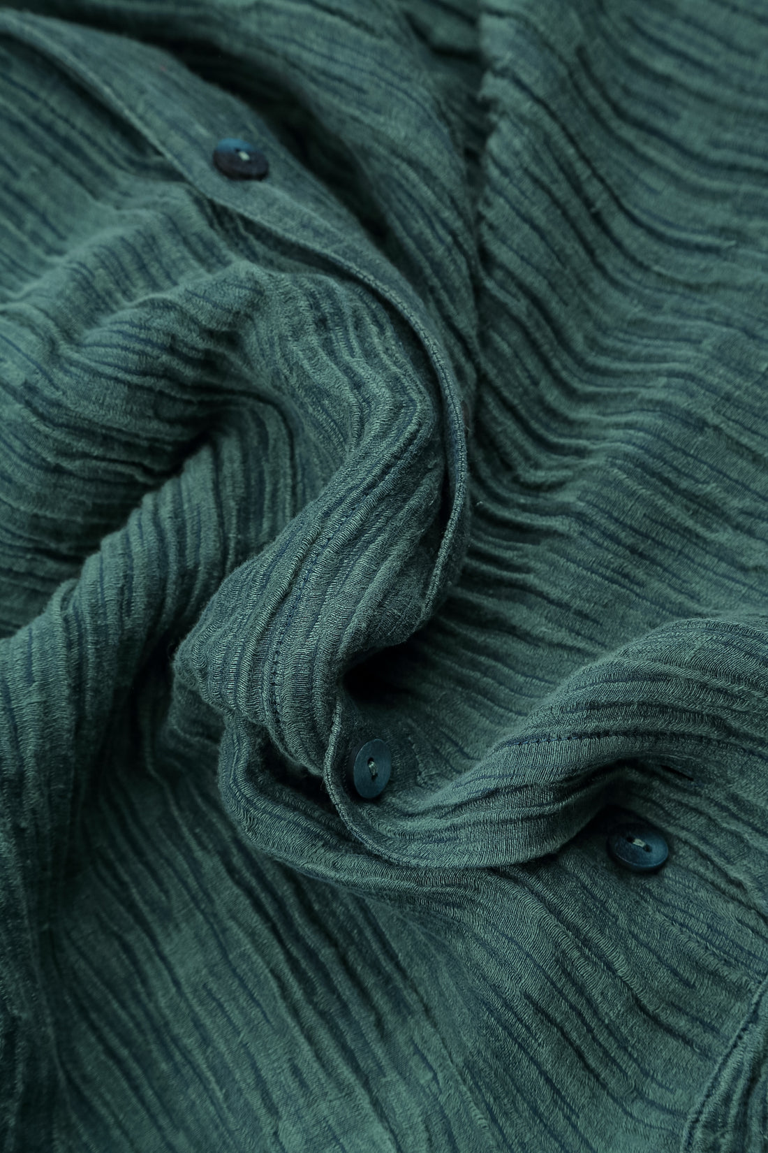 Flared Crinkled Deep Turquoise Silk Shirt 6
