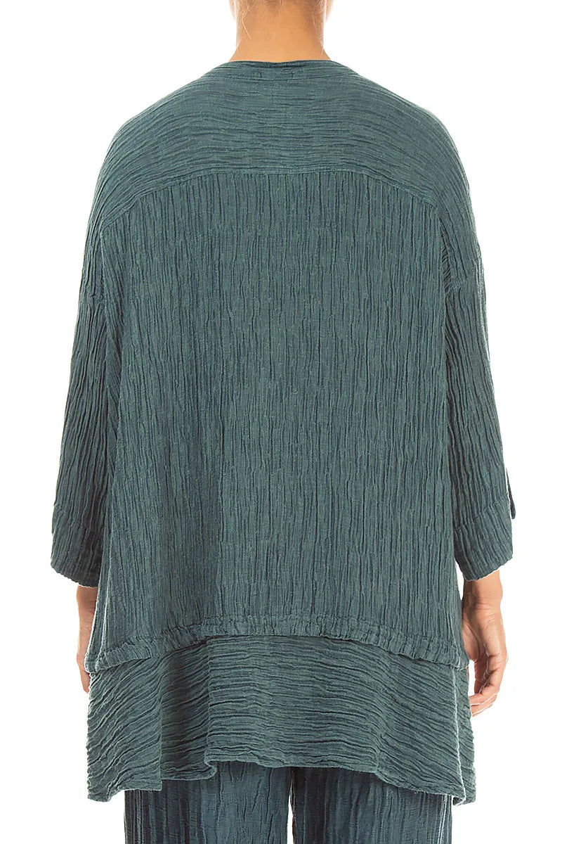 Chemise en Soie Turquoise profond Froissé évasée