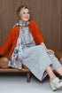 Flared Crinkled Flame Orange Silk Shirt 1