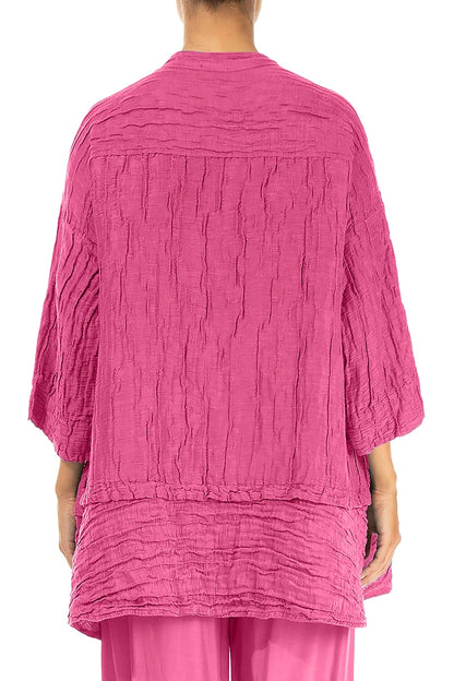Flared Crinkled Fuchsia Silk Shirt 2