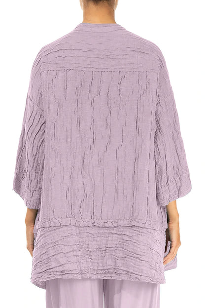 Flared Crinkled Lilac Silk Shirt 2