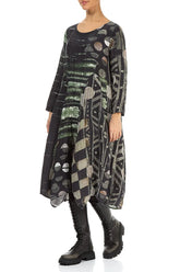 Flared Crinkled Moonlight Silk Linen Dress 3