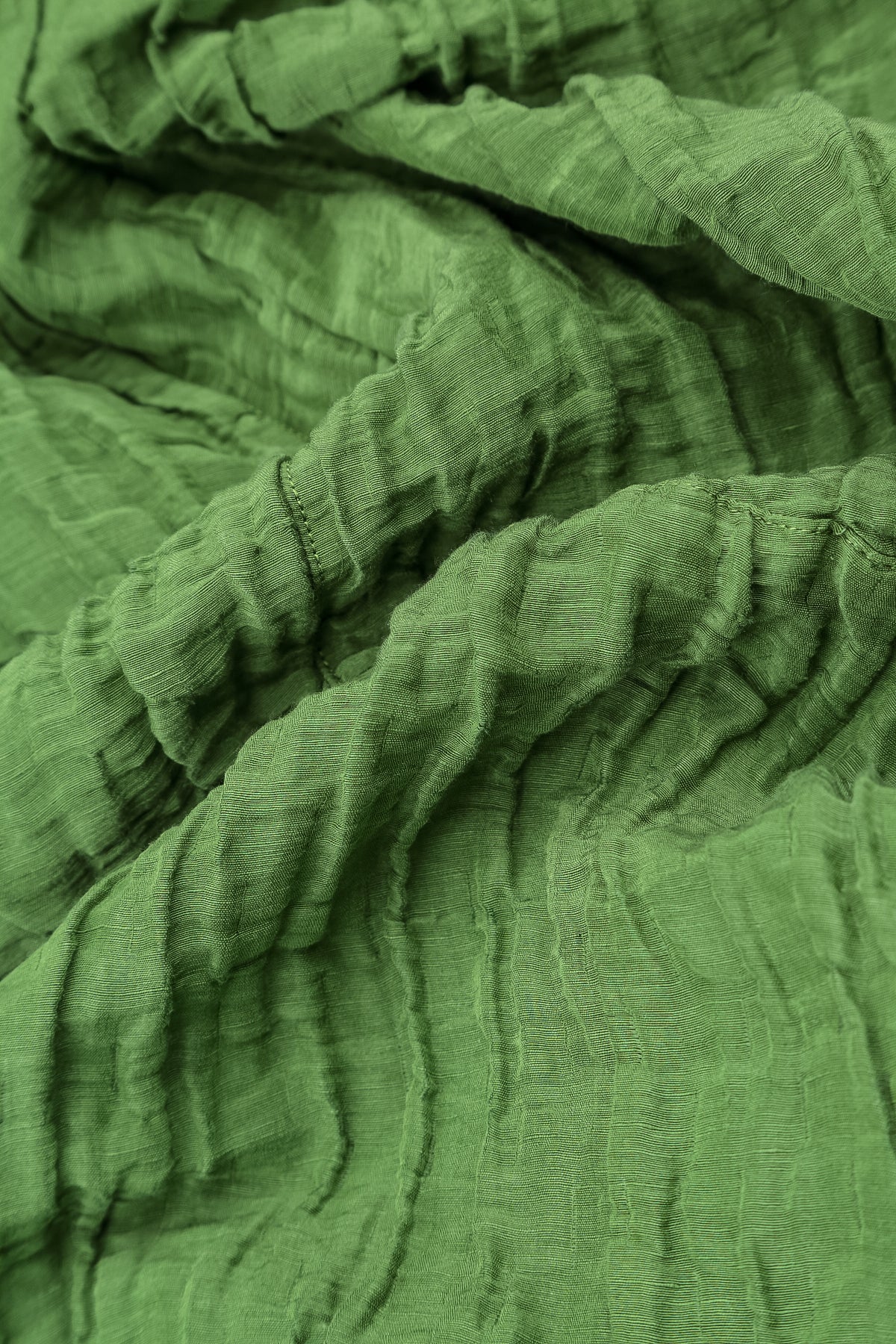 Chemise évasée en soie et Lin Froissé vert trèfle