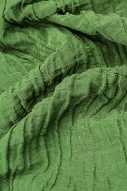 Chemise évasée en soie et Lin Froissé vert trèfle