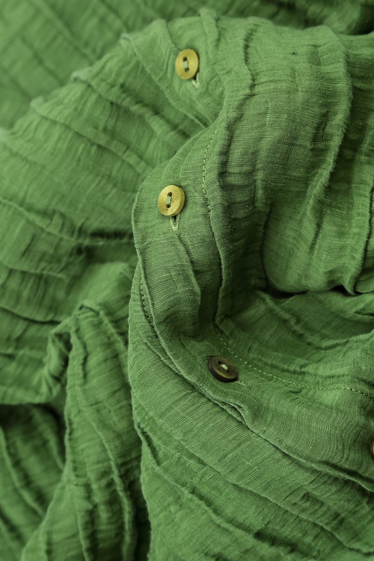 Chemise évasée en soie et Lin Froissé vert trèfle