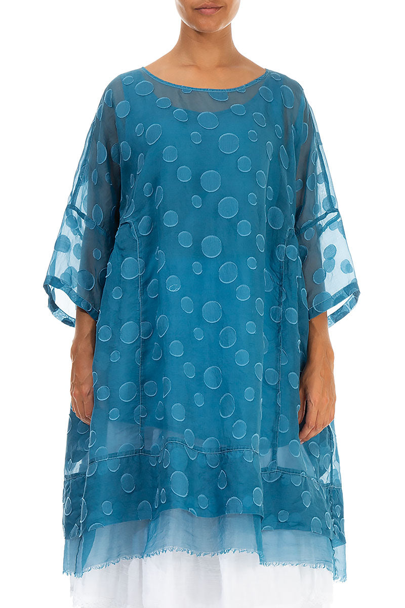 Flared Denim Bubbles Silk Tunic 2