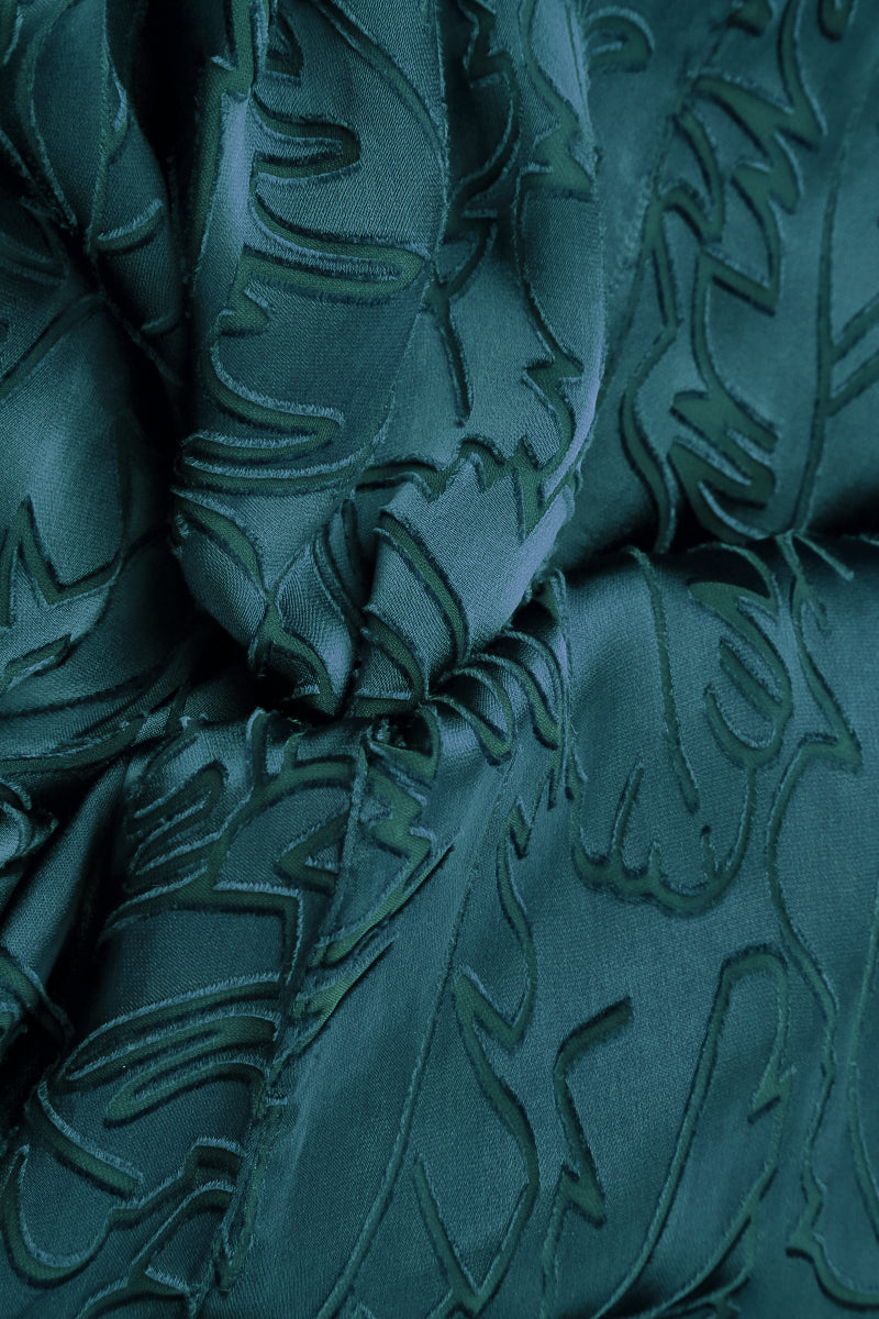 Flared Devoré Feather Peacock Silk Dress 5