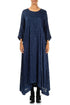 Flared Devoré Feather Royal Blue Silk Dress 1