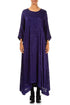 Flared Devoré Feather Royal Purple Silk Dress 1