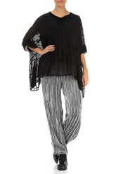 Flared Dotty Black Silk Cotton Blouse 4