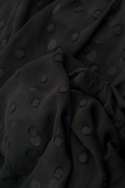 Flared Dotty Black Silk Cotton Blouse 6