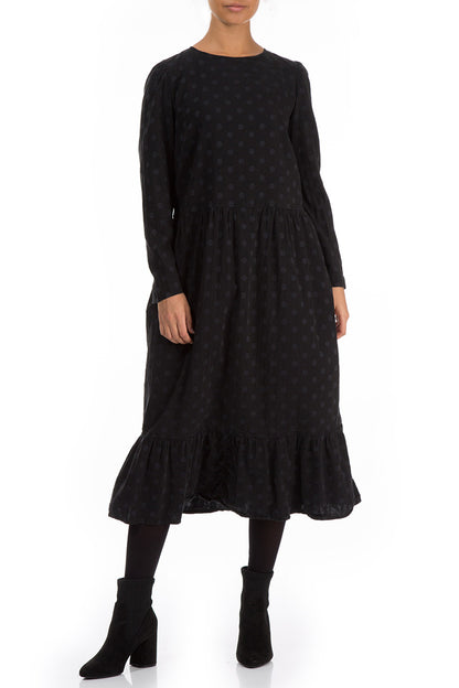 Flared Dotty Black Silk Dress 5