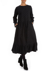Flared Dotty Black Silk Dress 3