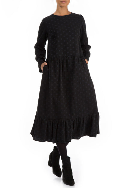 Flared Dotty Black Silk Dress 3