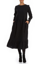 Flared Dotty Black Silk Dress 4